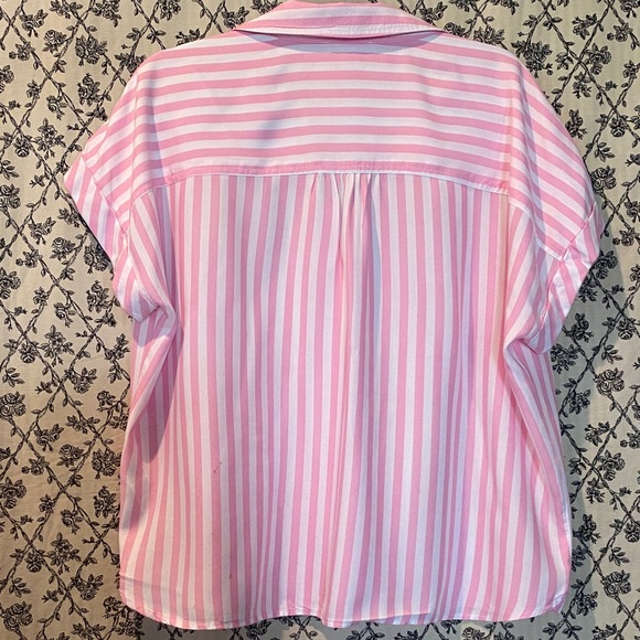 beachlunchlounge Pink and White Striped Button Down Shirt - Picture 2 of 5